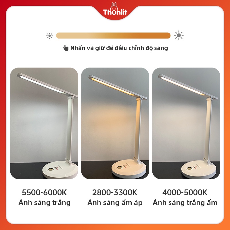 Đèn để bàn Thunlit cảm ứng 7W 3000mAh USB 3 màu có phụ kiện
