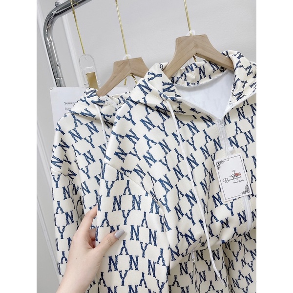 Bộ áo quần mũ khoá thêu nổi set áo quần đi chơi sang chảnh siêu xinh