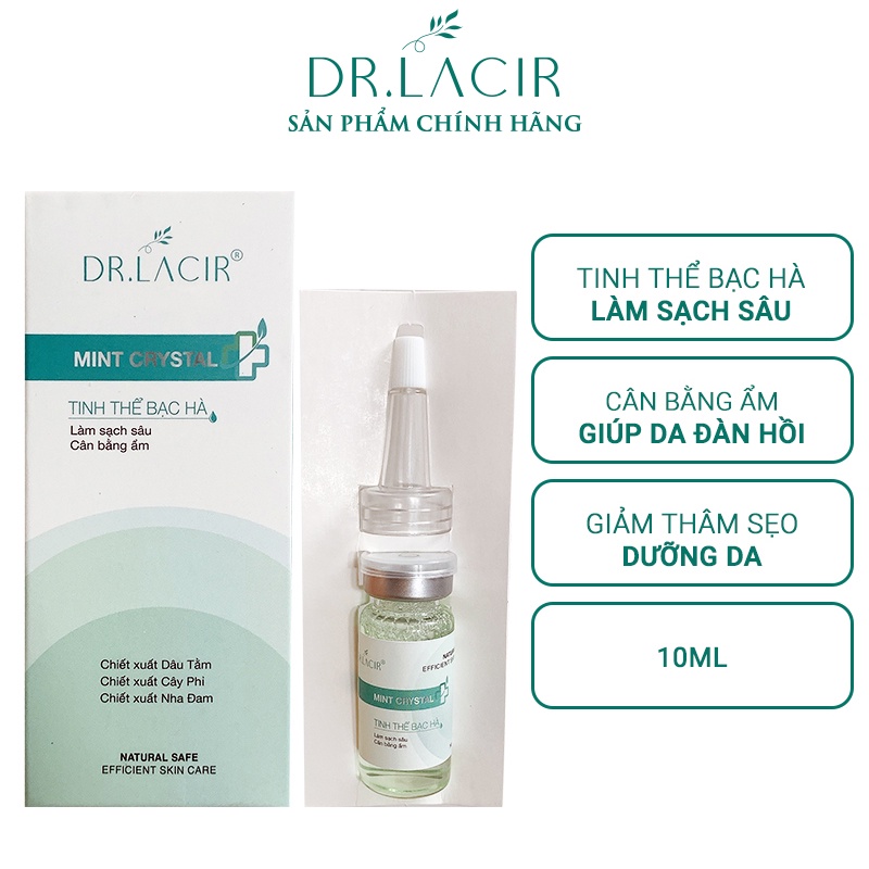 Combo sữa rửa mặt bạc hà kiềm dầu Lacir Cleanser Dr.Lacir 150ml và Toner tinh thể bạc hà Mint crystal Dr.Lacir 10ml