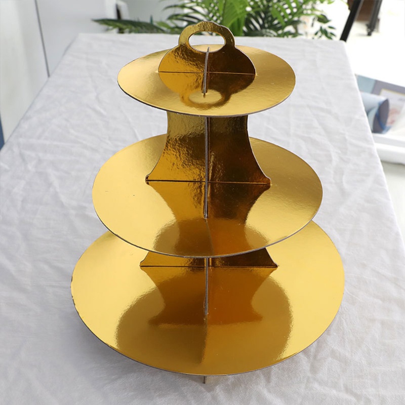 Giá Đỡ Trưng Bày Bánh Ba Tầng Hình Tròn Bằng Giấy Cho Tiệc Cưới