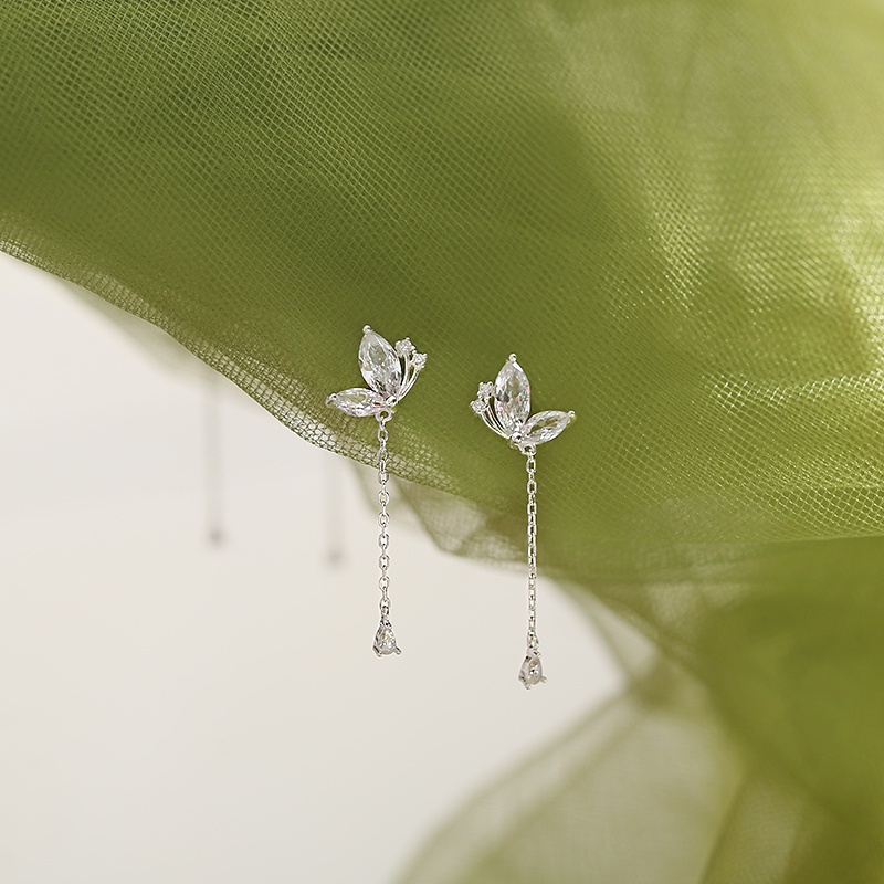 ✨✨ Bông tai dáng dài hình bướm đính đá phối tua rua thời trang thanh lịch cho nữ