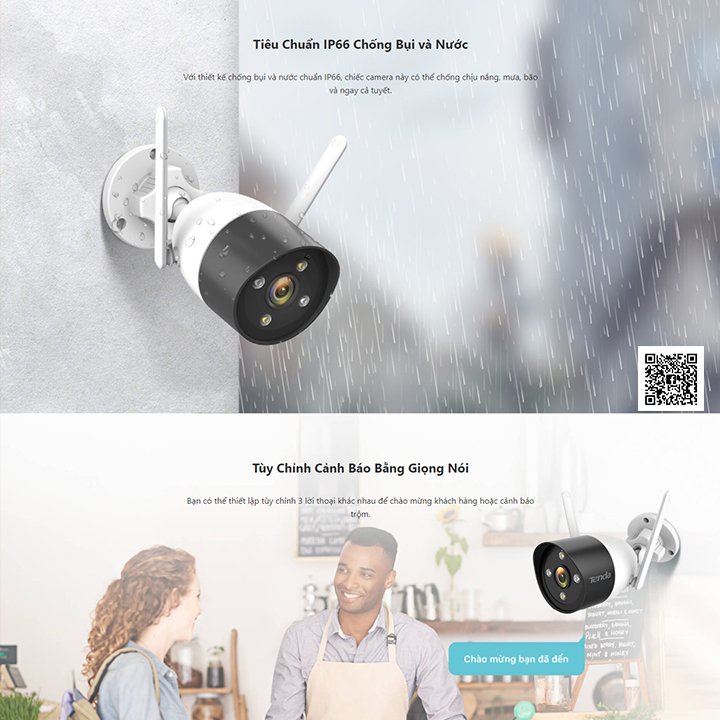 Camera wifi ngoài trời 3.0 có màu ban đêm Tenda CT6 cao cấp tặng kèm thẻ nhớ chính hãng