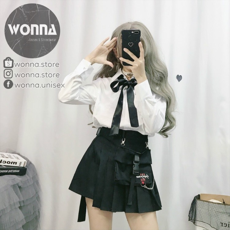 (CÓ SẴN) [ẢNH THẬT 5 TẤM CUỐI] SKIRT BOX CHAIN quần giả váy belt caro unisex ulzzang street style chân váy dây xích hộp | BigBuy360 - bigbuy360.vn