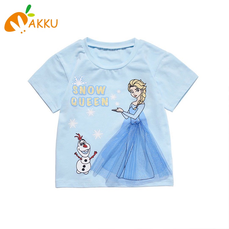 Áo Thun Cotton Ngắn Tay Họa Tiết Hoạt Hình Xinh Xắn Dành Cho Bé Gái