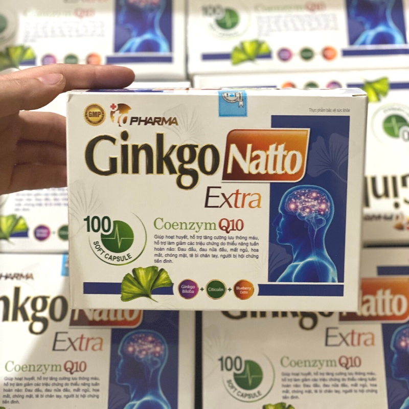 Bổ não Ginkgo Natto Extra Coenzym Q10 Trắng hộp 100 viên nang mềm, Tăng cường lưu thông tuần hoàn não
