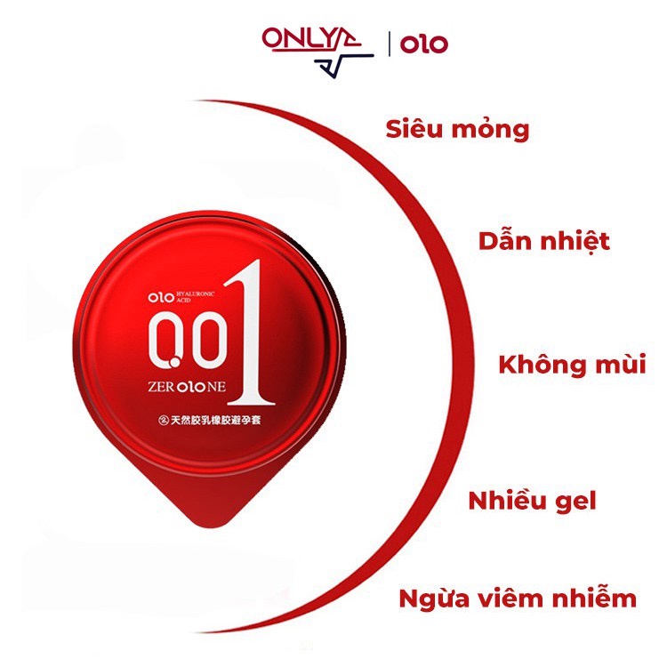 Bao cao su OZO 0.01 Đỏ Passionate Factor mỏng, nhiều gel, truyền nhiệt tốt, cảm giác chân thật (Hộp 10c OLO đỏ)