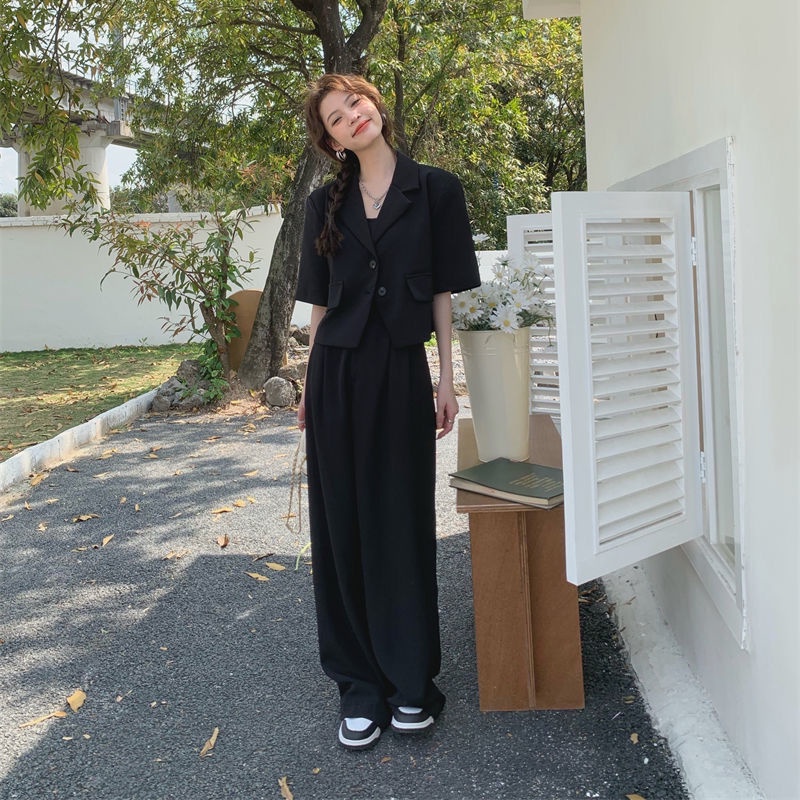 Áo Khoác Blazer Tay Ngắn Màu Sắc Trơn Phong Cách Hàn Quốc Cho Nữ