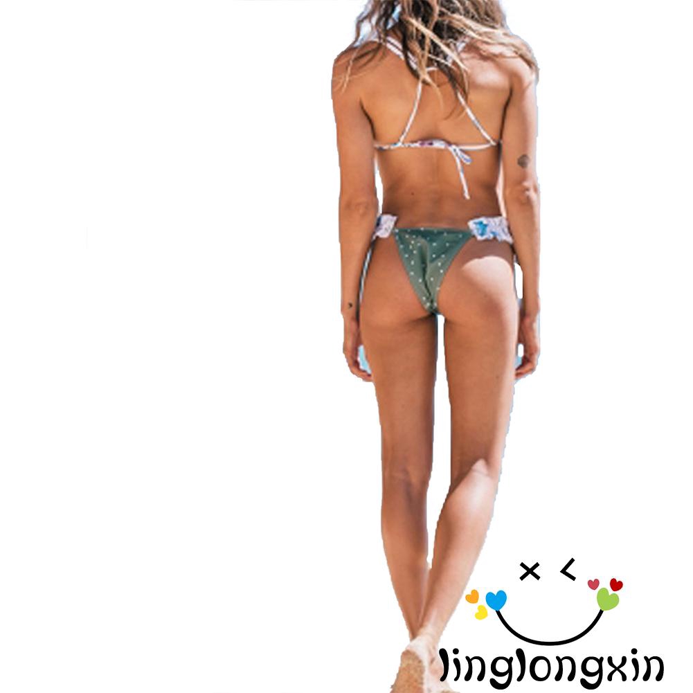 ♛♚♛Women Polka Dot Print Two-piece Bathing Suit Summer Lace-up Top | BigBuy360 - bigbuy360.vn