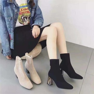 Boot len gót bạc mũi vuông hàng cao cấp (kèm ảnh thật cuối)
