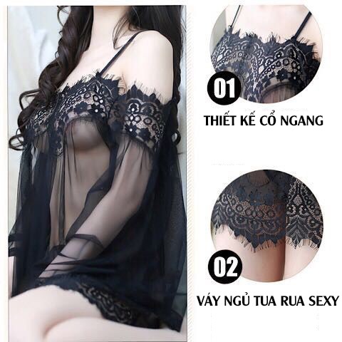 Váy Ngủ Sexy Trễ Vai Kèm Quần Lót | BigBuy360 - bigbuy360.vn
