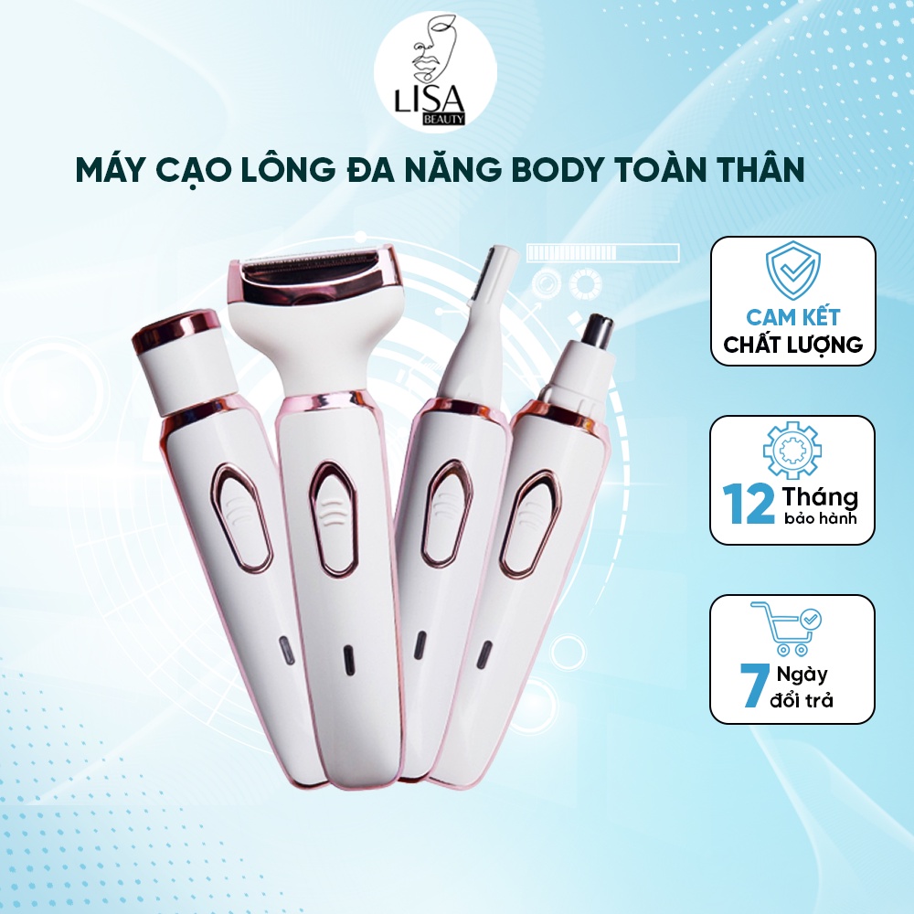 Bộ Máy Cạo Lông Đa Năng 4 Trong 1 Dùng Cạo Lông Mày, Lông Mũi, Lông Bikini, Body Toàn Thân, Vùng Kín Lisa Beauty A01