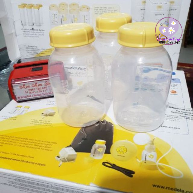 Combo 2 bình trữ sữa  Medela 150ml dập nổi nắp dày solid chính hãng