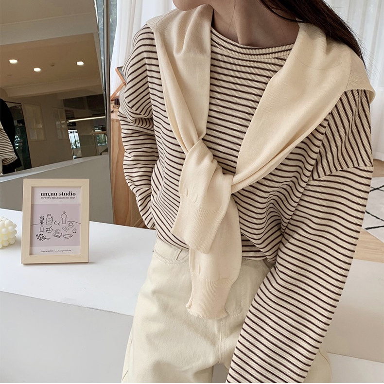 [Augustcloth]Áo/ khăn choàngbe vắt vai giả áo phong cách Hàn Quốc