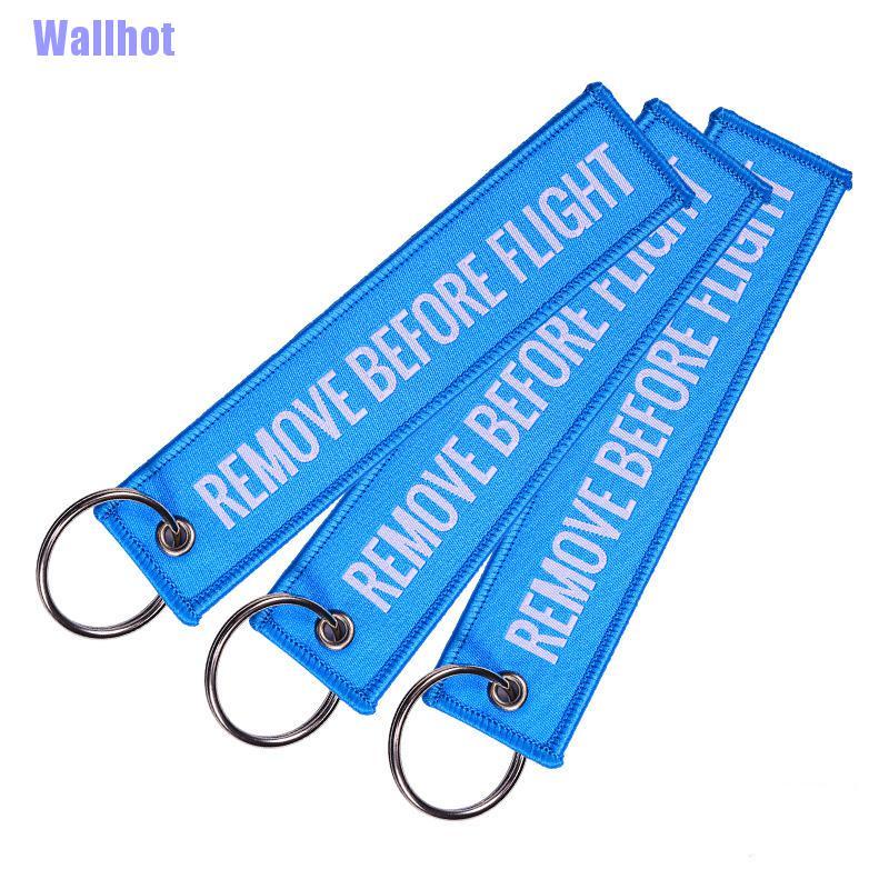 Móc khóa dải dây thêu chữ Remove Before Flight kích thước 13x3cm thời trang
