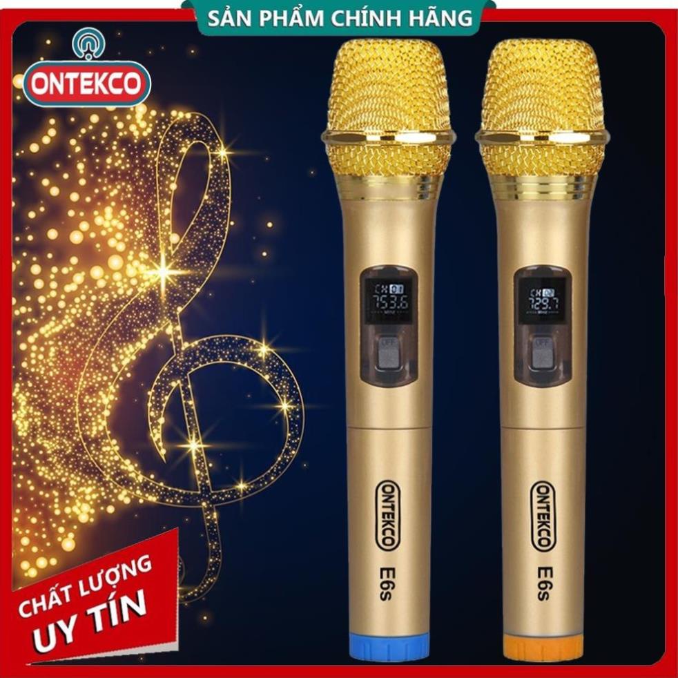 Micro không dây Ontekco E6s PLUS cao cấp bảo hành 12 tháng- míc chống rú dành cho loa kéo vang âmli.