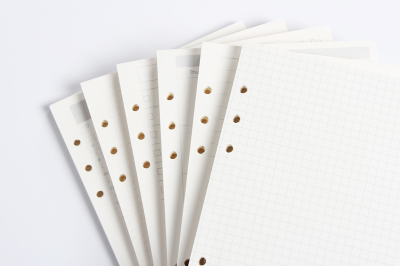 Classic 6 holes binder notebook inner paper core/refilling inner papers:line,grid,dots,list,daily weekly monthly planner