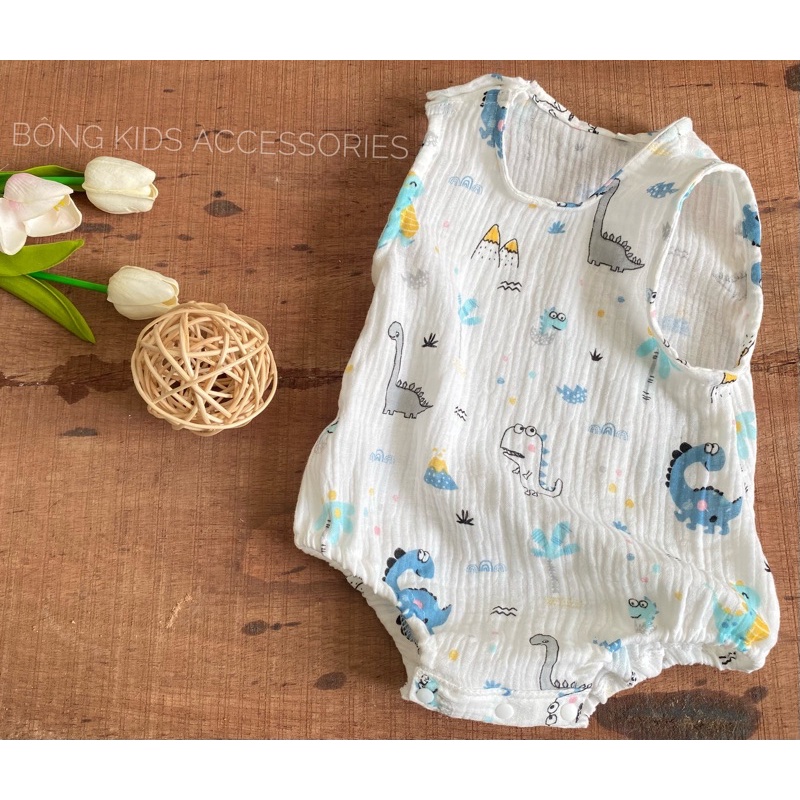 Body chíp cho bé trai_Body cộc Xô nhăn muslin ( 03 mẫu )