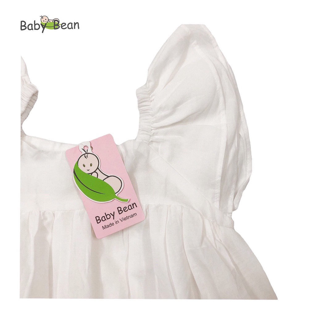 Đầm Cotton Giấy Tay Cánh Tiên thêu Bông Chân Bé Gái BabyBean (10kg-40kg)