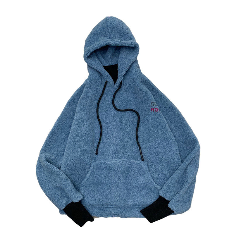 Áo Hoodie Lót Nhung Lông Cừu Ấm Áp Trẻ Trung Phong Cách Hàn Quốc Cho Nam