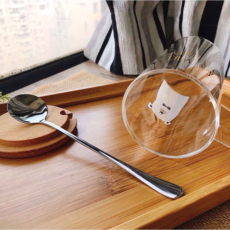 Cốc thuỷ tinh giữ nhiệt có quai uống nước hình gấu đáng yêu ly decor đẹp nhất Minhome