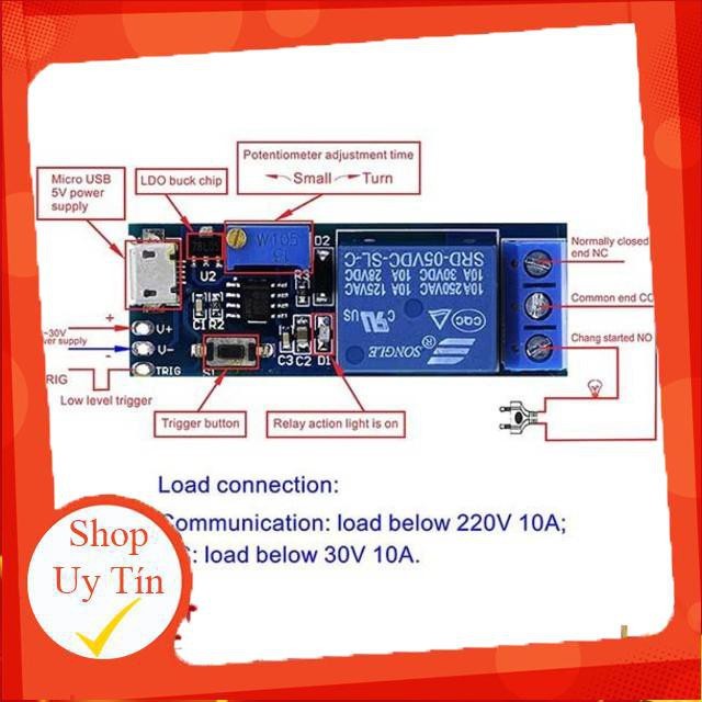 Module Relay Tạo Trễ NE555 - XY018 Chuyển Mạch Điều Khiển 5V - 30V