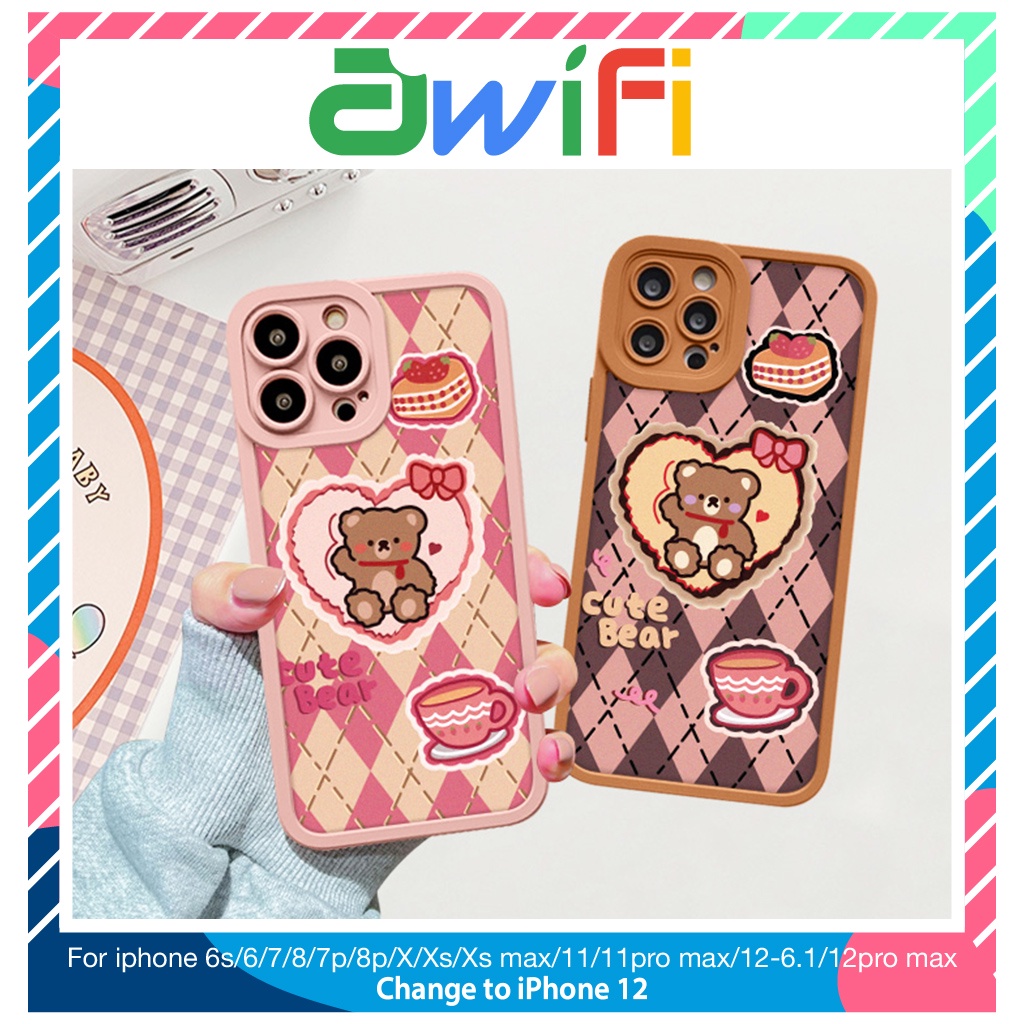 Ốp Lưng Iphone Cạnh Vuông Lỗ Camera Cute Bear 6S/6Splus/7/7Plus/8/8Plus/X/Xs/11/12/13/Pro/Max/Plus/Promax - Sale Hot T4 - 4