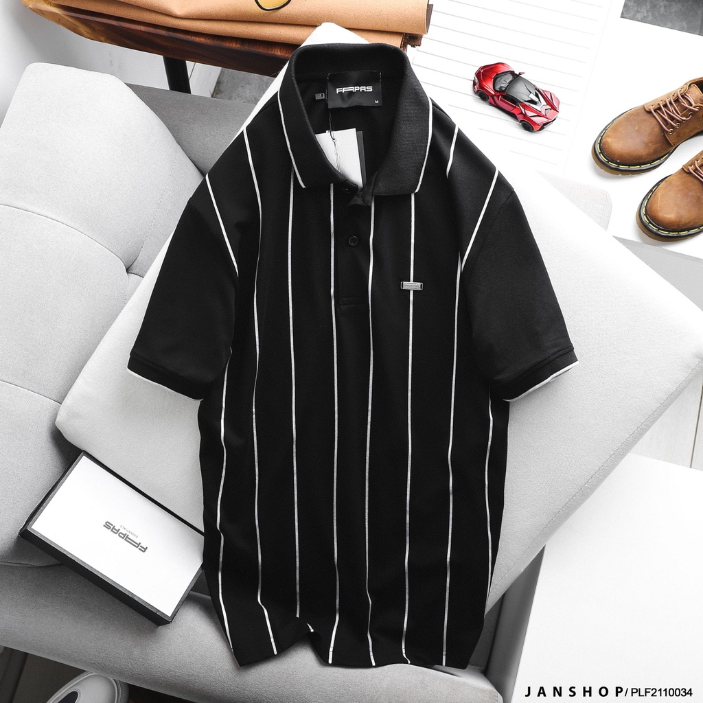 Áo Polo Fapas Kẻ Sọc Phong Cách Bóng Chày Năng Động, Trẻ Trung