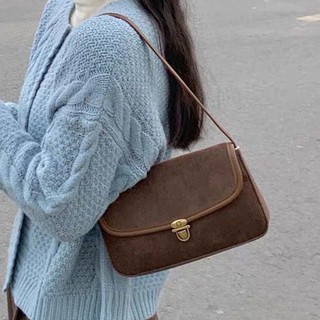 Túi Đeo Vai / Dưới Cánh Tay Có Khóa Cài Bằng Vải Nhung Phong Cách Hàn Quốc Cổ Điển Cho Bạn Nữ