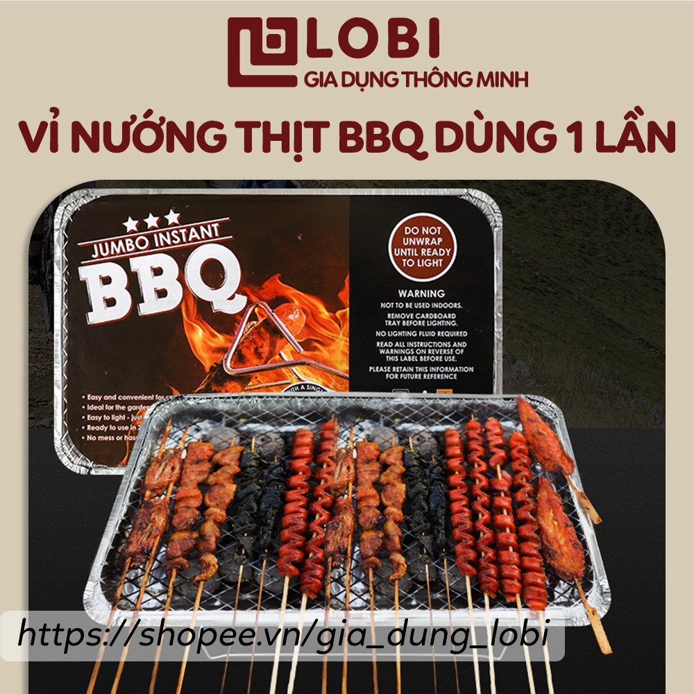 Bếp nướng than dùng 1 lần Vỉ nướng thịt BBQ du lich phượt dã ngoại picnic (đầy đủ phụ kiện đi kèm)