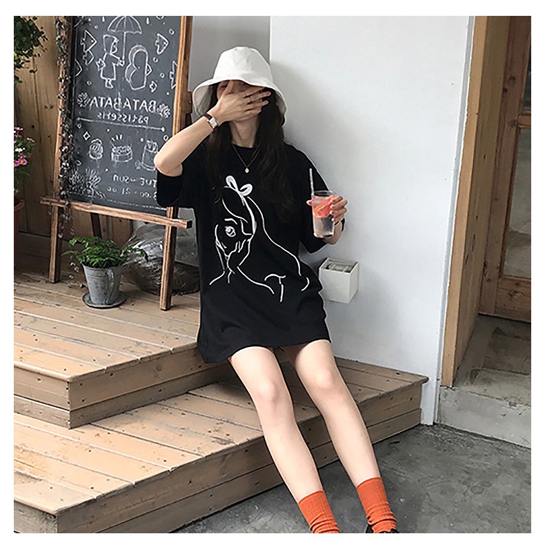 Áo phông nam nữ unisex tay lỡ Cô gái Unushopx, áo thun form rộng oversize streetwear Hàn Quốc | WebRaoVat - webraovat.net.vn