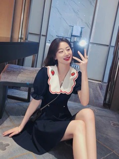 [CÓ ẢNH THẬT] ĐẦM CỔ CHỮ V TRÁI DÂU 🍓