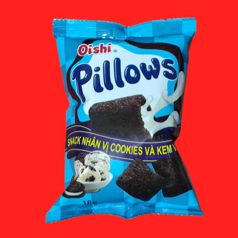 Combo 10 gói Bánh Snack Pillows OIshi nhân sữa dừa / sô cô la (10 gói x 18g = 180g)