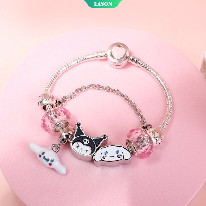 Vòng Tay Chuỗi Hạt Pha Lê Mặt Hình Kuromi Hoạt Hình Dễ Thương Tinh Tế Cho Nữ