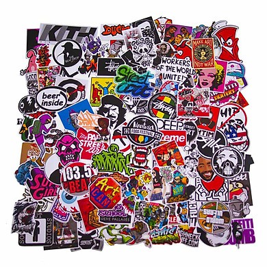 Set 100 sticker chống nước dán Nón bh,vali,xe-Chủ đề STREET STYLE[Thương hiệu StickerFactory]