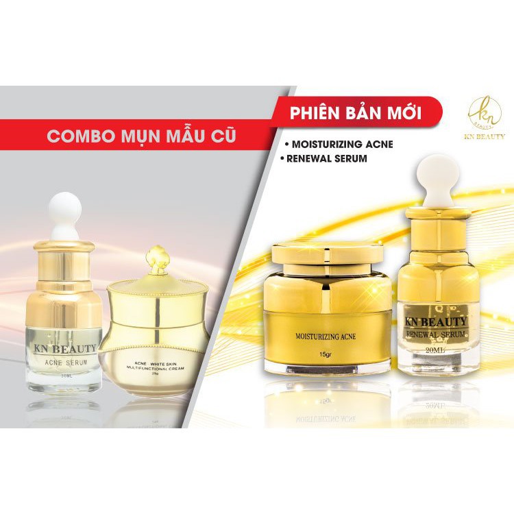 Bộ 3 sản phẩm Trắng Da Ngừa mụn: Kem dưỡng 25g + Serum 30ml+ Sữa rửa mặt 100g Kn Beauty