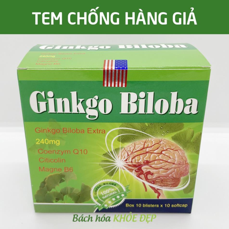 Hoạt huyết dưỡng não Ginkgo Biloba Extract 240mg - Hộp Xanh Não Đỏ 100 viên