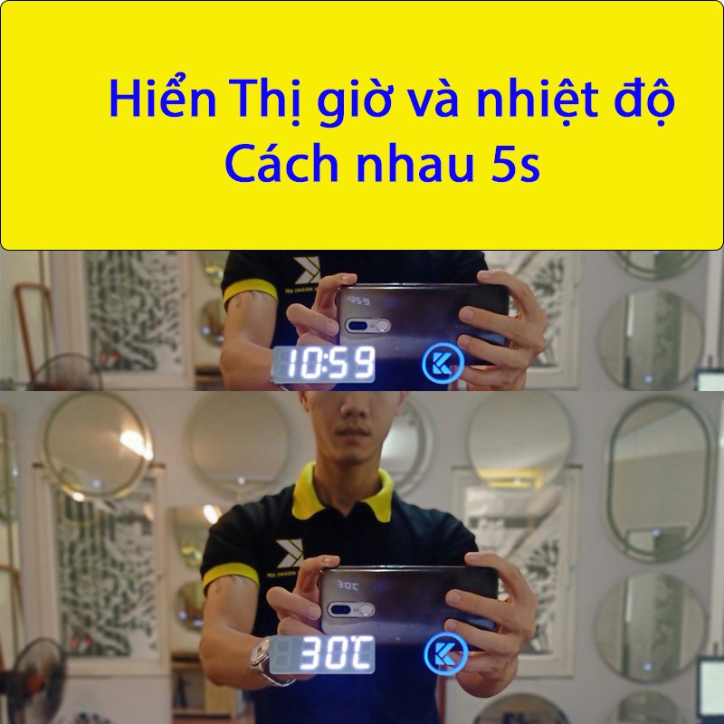 Gương toàn thân có đèn led cảm ứng treo tường không viền giá rẻ kích thước 40x100,40x120,50x120cm- guonghoangkim hk1010