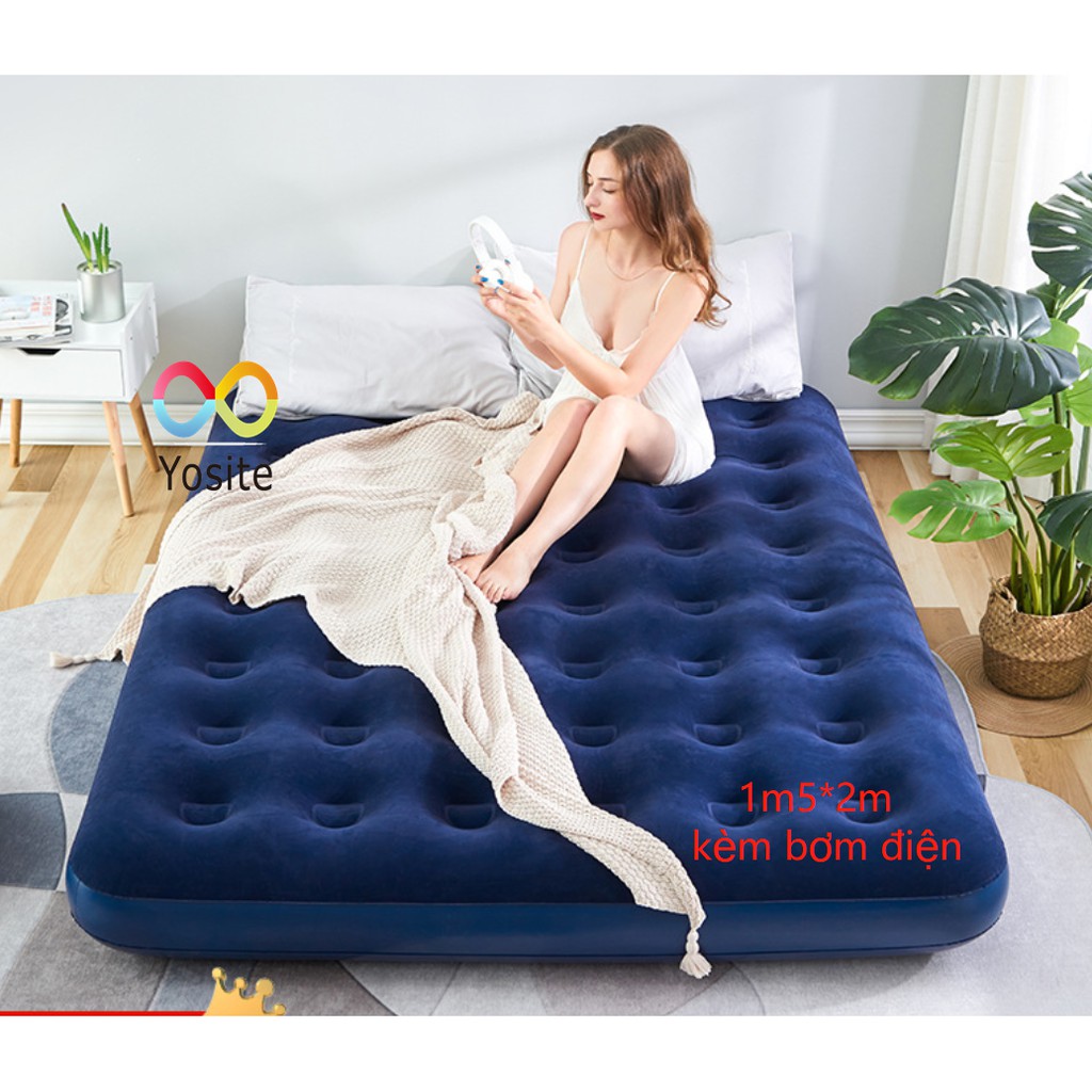 [Tặng bơm điện] Nệm hơi đệm hơi cao cấp Bestway203cm*152cm*22cm