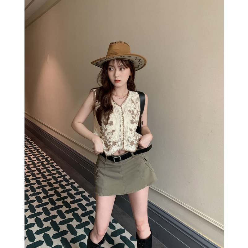 Cocory vn Chân Váy Ngắn Lưng Cao Phong Cách Đường Phố Thời Trang Mùa Hè Cho Nữ