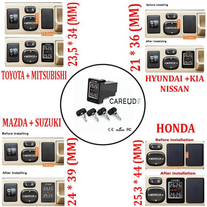 Sản Phẩm Cảm biến áp suất lốp trong thương hiệu cao cấp Careud dùng cho xe ô tô MAZDA, SUZUKI - Và Các Hãng Xe Khác