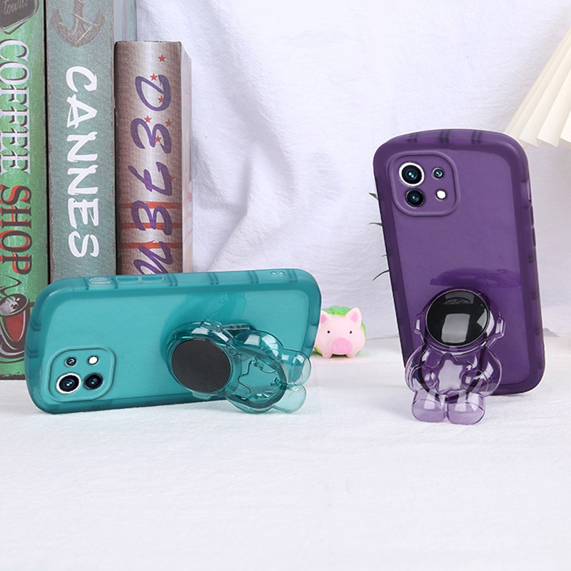 Ốp Điện Thoại Silicone Mềm Màu Kẹo Hình Phi Hành Gia Có Giá Đỡ Cho Xiaomi Mi 11 Lite 5G NE 12 12T 11T Pro