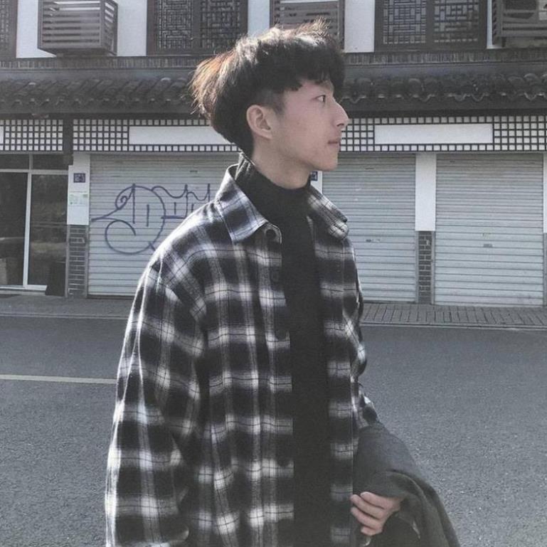 Áo sơ mi nam nữ form rộng sọc kẻ caro dài tay Unisex basic chất liệu vải cotton màu xanh và đỏ