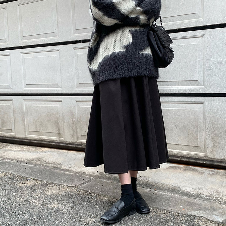 Chân Váy Midi Dáng Chữ A Lưng Cao Màu Trơn Xinh Xắn 39091