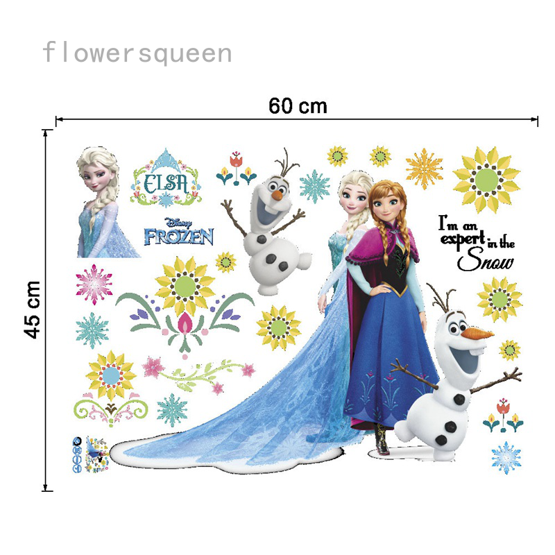 Sticker Dán Tường Hình Elsa Và Anna Trong Phim Hoạt Hình Frozen, Dễ Chùi Rửa