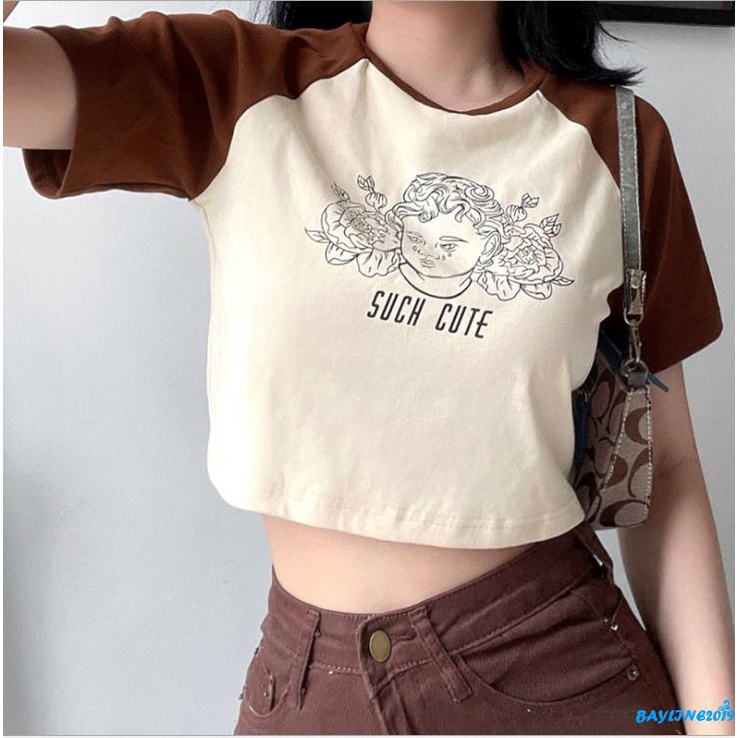 Áo Thun Nữ Ngắn Tay Cổ Tròn Thời Trang