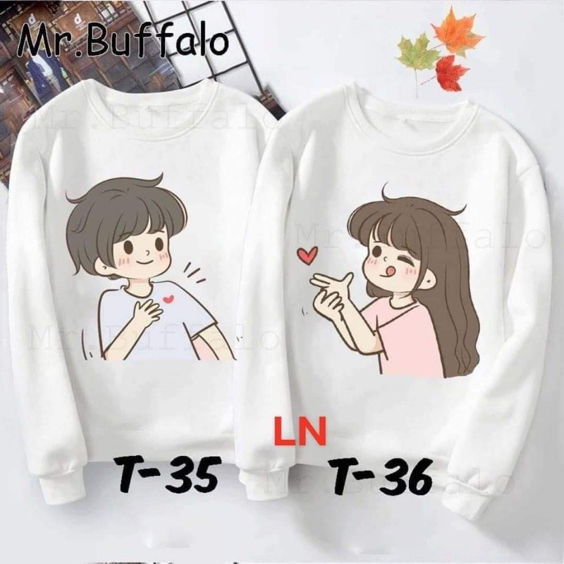 Áo đôi nỉ bo chàng trai cô gái LN11 Áo đôi nam nữ, Áo thun Unisex From rộng, chất đẹp mặc không xù - MODY