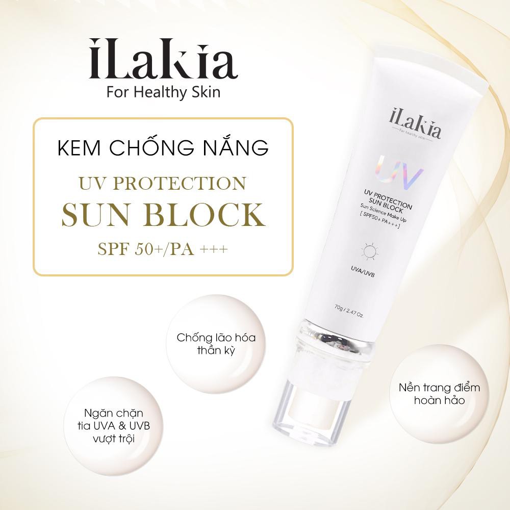 KEM CHỐNG NẮNG TRANG ĐIỂM ILAKIA UV SUN BLOCK SPF50 70G CHÍNH HÃNG - 5590