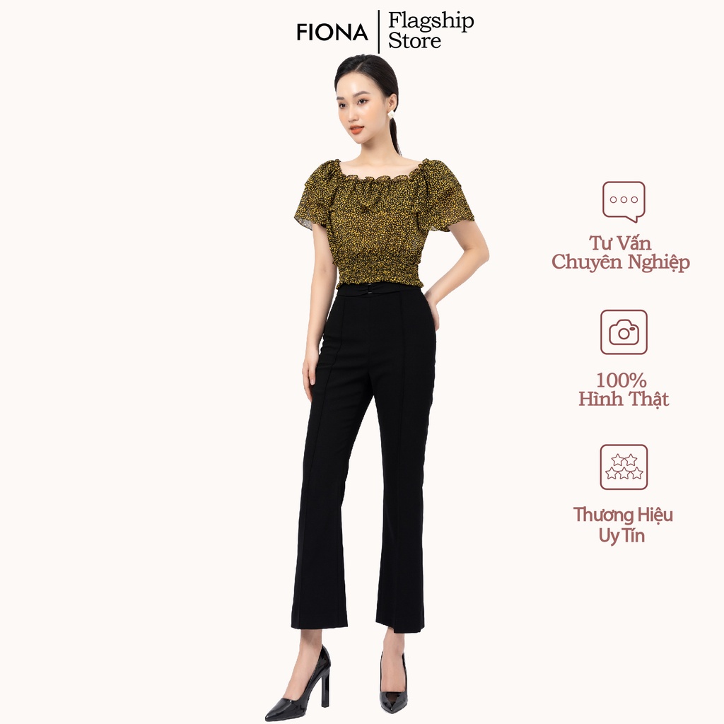 Quần Ống Loe Nữ FIONA, Quần Nữ Cạp Cao công sở ống vẩy Chất Tuytsi Mềm Mịn, quần ống vẩy đai trang trí hình nơ F351322