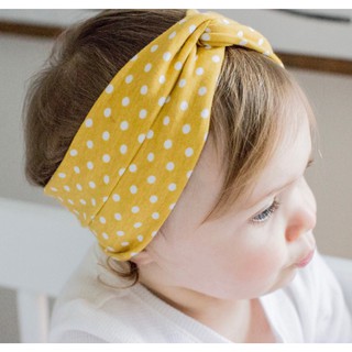 Băng Đô Chấm Bi Chất Cotton Mềm Mại Cho Bé Gái