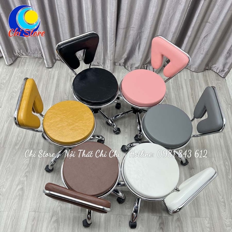Ghế Xoay Văn Phòng Tựa Lưng, Ghế Phun Xăm Thẩm Mỹ Xoay 360 Độ Tuỳ Chỉnh Độ Cao 40-55cm